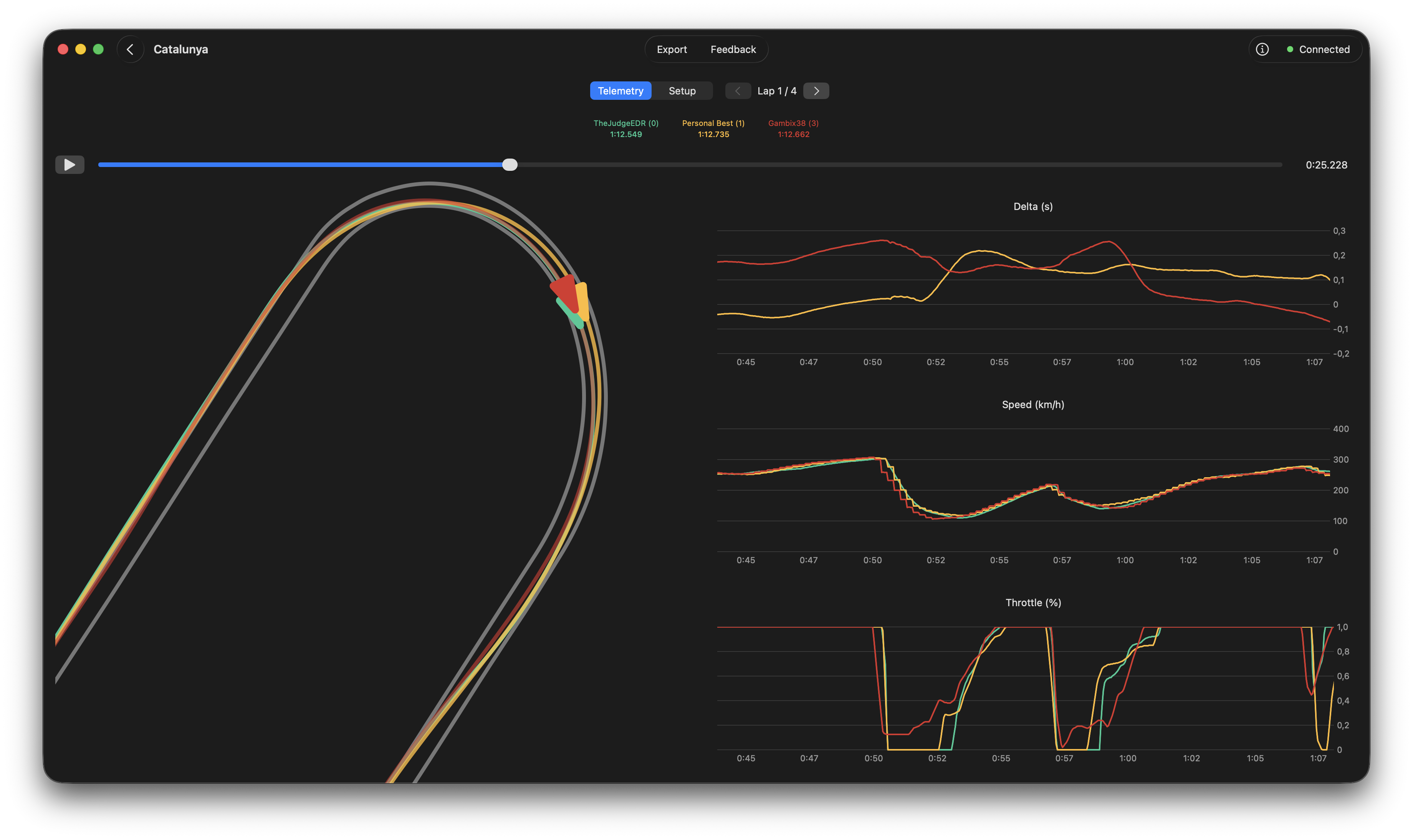 Racelytics racing line map on Mac